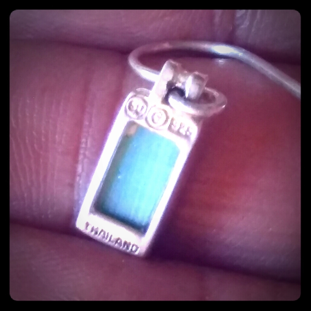 Vintage .925 Minimalist Rectangular Drop Earrings - image 5